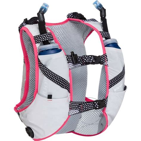 Womens Running Hydration Vest 10L Grey/Grenadine (2x 600ml Flasks ...