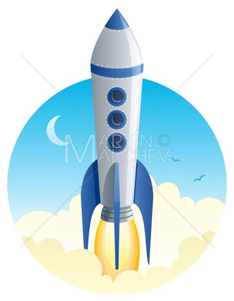 Rocket Launch Vector Cartoon Clipart Illustration. Spaceship, Space Shuttle, Take Off, Blastoff ...