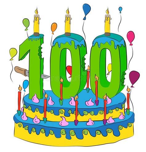 100 Birthday Cake with Number Hundred Candle, Celebrating Hundredth ...