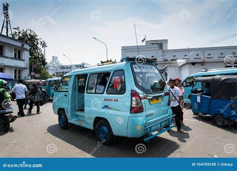 Red Angkot, A Modified Van Which Is A Common Form Of Public Transportation In Jakarta Editorial ...