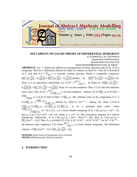 (PDF) SOLVABILITY OF GALOIS THEORY OF DIFFERENTIAL SEMIGROUP