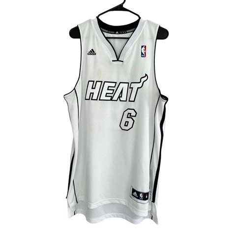 Adidas Adidas Miami Heat LeBron James 6 White Hot Basketball Jersey ...