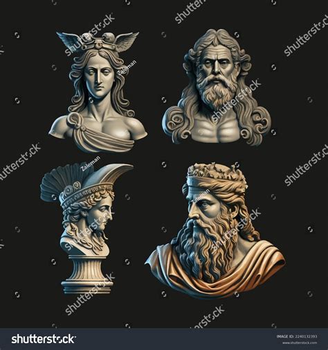 Ancient Greek Gods Antique Statues Antique Stock Vector (Royalty Free ...