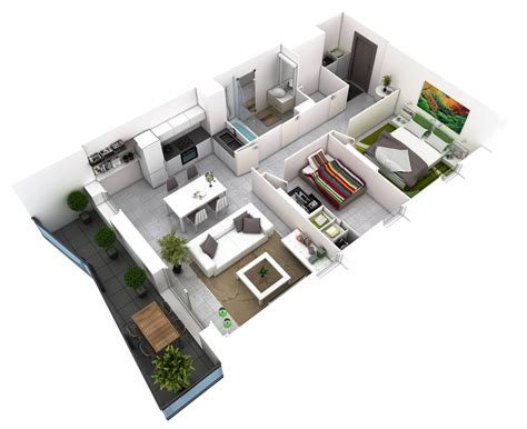 25 More 2 Bedroom 3D Floor Plans