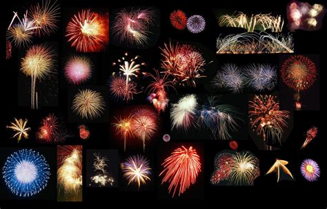 Collage of Different Firework Types