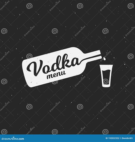 Vodka Bottle Logo with Vodka Shot on Black Stock Vector - Illustration ...