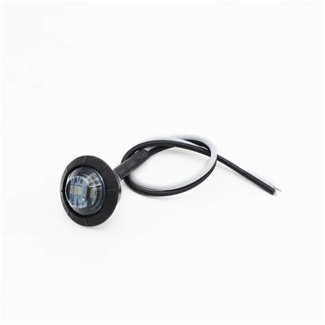 3/4 Inch Round Smoked Lens White LED Button Mini Side Marker Indicator Light Extra Bright ...