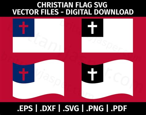 Christian Flag SVG Vector Clip Art Cut Files for Cricut, Silhouette Eps Dxf Svg Png Pdf Digital ...