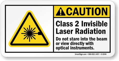 Caution Class 2 Invisible Laser Radiation Sign, SKU: S-9240