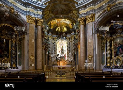 Interior view of Weltenburg monastery, Benedictine abbey, Weltenburg ...