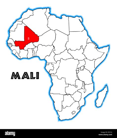 Mali outline inset into a map of Africa over a white background Stock ...