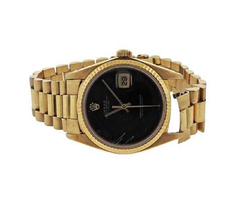 Rolex Datejust Black Dial 18k Gold Watch