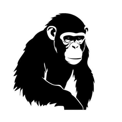 Premium AI Image | A silhouette black and white image of a monkey