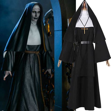 The Nun Demon Valak Cosplay Costume Dress Scary Halloween Suit Robe ...