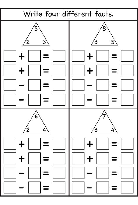 Blank Fact Family Worksheets | Activity Shelter | Fact family worksheet ...