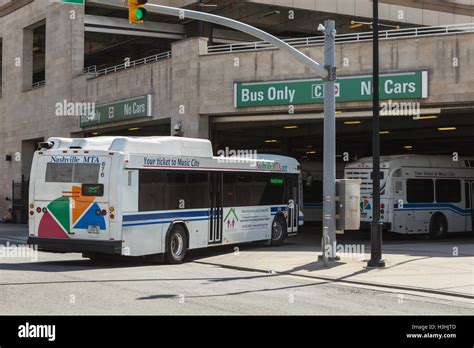 A Nashville MTA bus enters the Music City Central bus station in ...