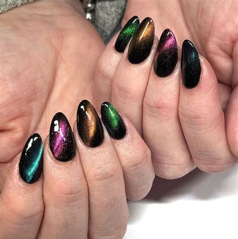 30+ Elegant Black Nail Designs - The Glossychic | Moonstone nails, Nails, Black nails