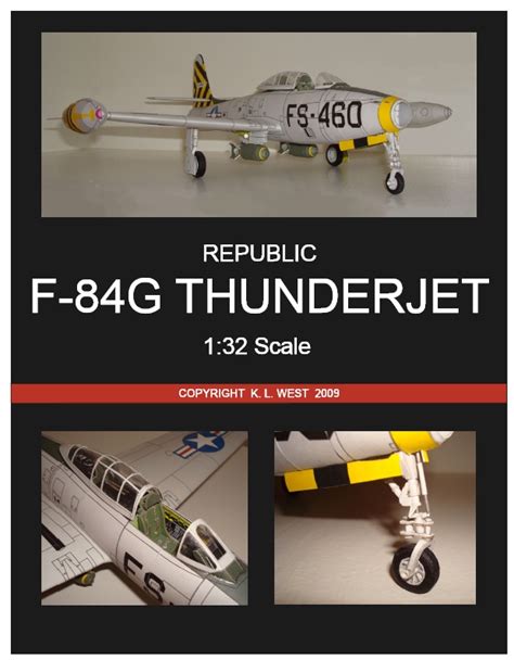 1/32 Republic F-84G Thunderjet USAF Fighter Bomber Paper Model ...