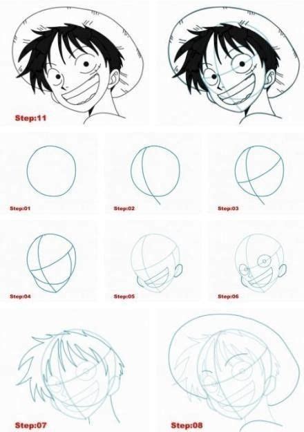 Step by step drawing tutorial for Luffy from One piece. Naruto Sketch, Naruto Drawings, Anime ...