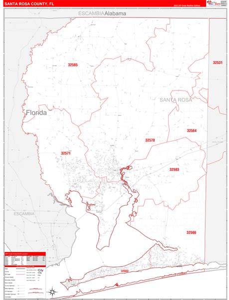 Wall Maps of Santa Rosa County Florida - marketmaps.com