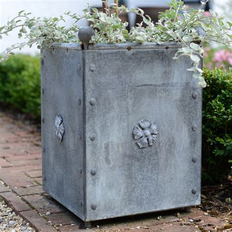 Galvanised Traditional Square Steel Planters - Harrod Horticultural