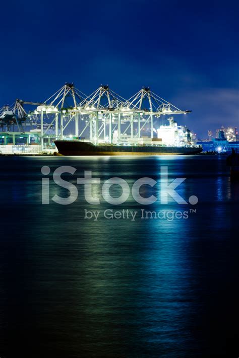 Container Terminal At Night Stock Photo | Royalty-Free | FreeImages