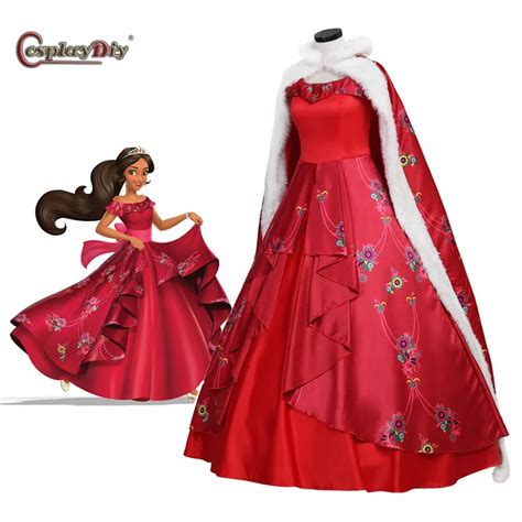 Cosplaydiy Elena of Avalor Costume Red Deluxe Princess Elena Dress Sequin Flower Dresses Women ...