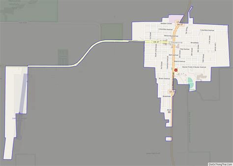 Map of Cheyenne town, Oklahoma