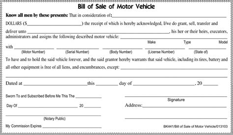 Free Tennessee Motor Vehicle Bill of Sale Form - PDF | 227KB | 1 Page(s)