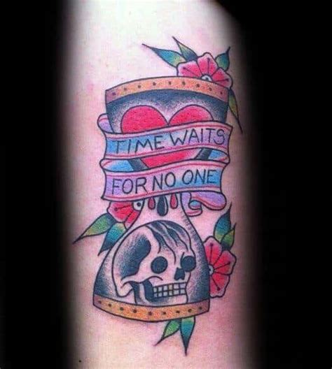 40 Time Waits For No Man Tattoo Designs For Men – Quote Ink Ideas