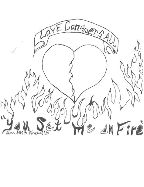 Heart On Fire Drawing - Cliparts.co