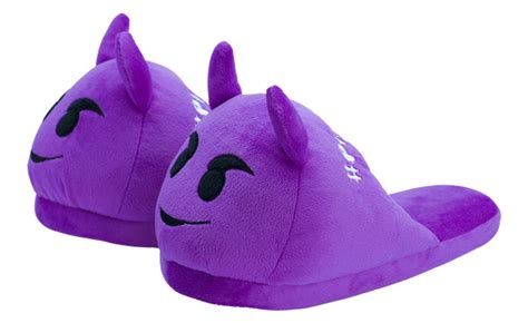 PlushMoji® Emoji Slippers - Smiling Face With Horns | PlushMoji®