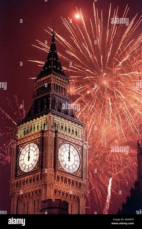 Fireworks explode over Big Ben, at the stroke of midnight, in London, to usher in the new ...