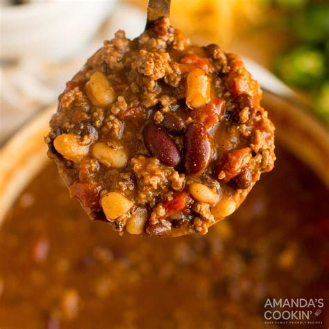 3 Bean Chili Recipe - Amanda's Cookin'