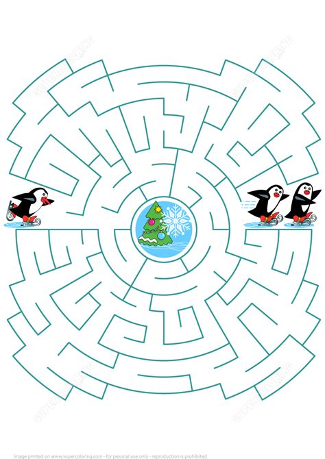 Help the Little Skating Penguin to Join His Friends Maze Puzzle for ...