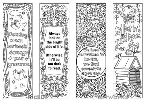 Coloring Bookmarks With Quotes on Books & Reading Includes - Etsy | Coloring bookmarks ...