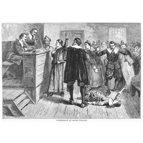 Salem Witch Trials 1692 Nthe Trial Of A Witch At Salem Massachusetts In 1692 Wood Engraving 19Th ...
