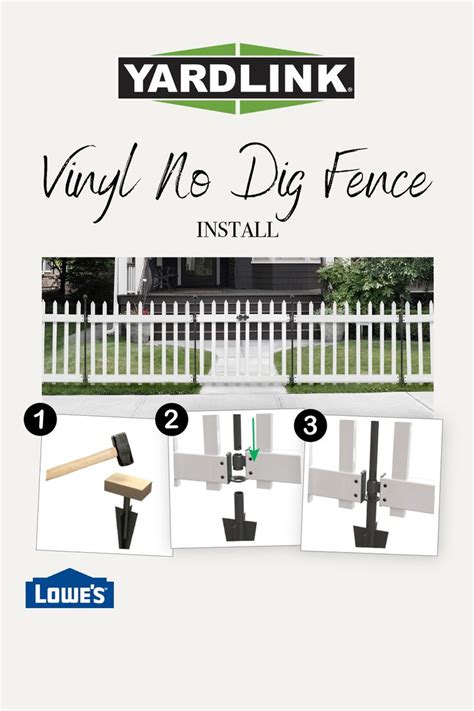 YARDLINK No Dig Fence 3-ft H x 3.5-ft W White Vinyl Spaced Picket Fence ...