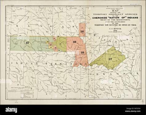 Map of the former territory originally assigned to the Cherokee nation ...