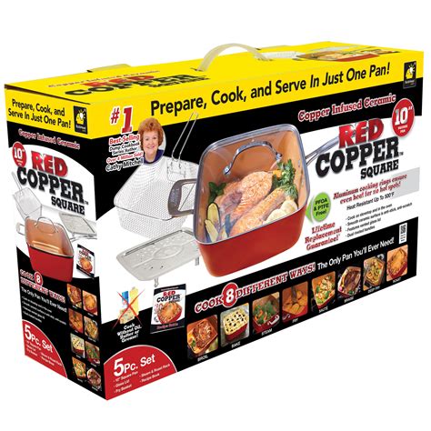 As Seen On TV 5-Piece 10-Inch Square Pan Set - Red Copper