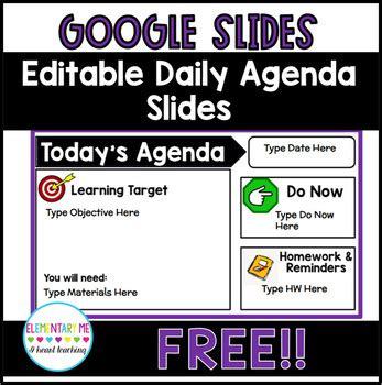 FREE Editable Daily Agenda Slides with 2 Timers | TPT