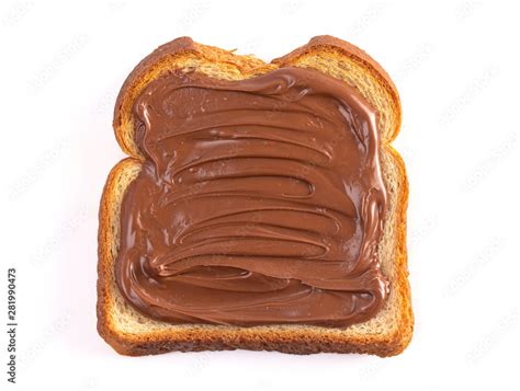 Toast with Chocolate Hazelnut Spread on a White Background Stock Photo ...