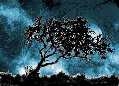 Moonlit Forest Mystery Digital Art by Abstract Angel Artist Stephen K