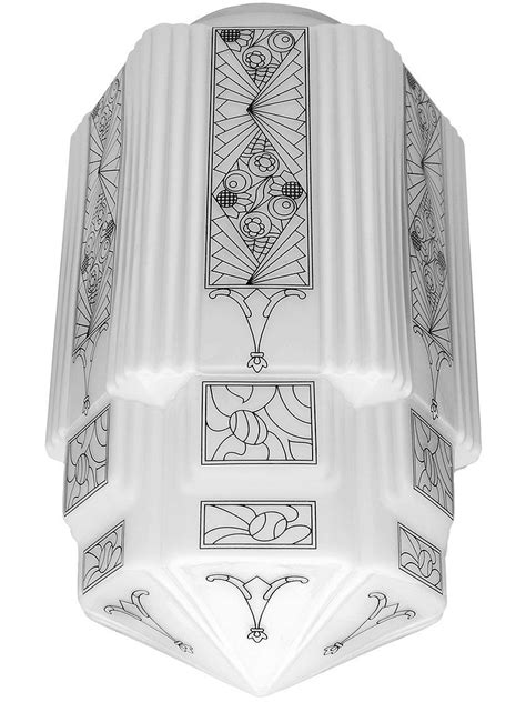 Light Fitter. Large Art Deco Pendant Shade With Painted Design | Art deco glass, Art deco ...