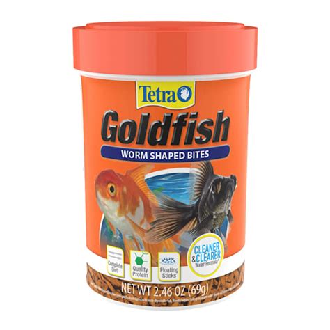 Tetra Goldfish Worm Shaped Bites Fish Food, 2.46 oz. | Petco