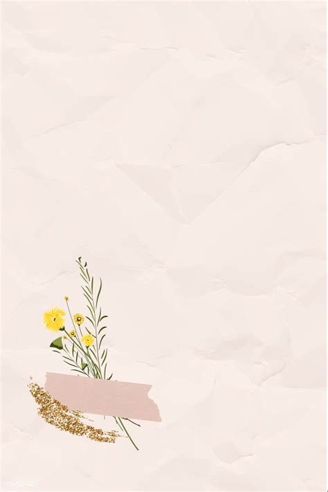 Download premium vector of Blank crumpled pink paper with washi tape | Flower background ...