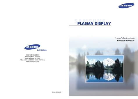 SAMSUNG HPN5039 - 50" PLASMA TV OWNER'S INSTRUCTIONS MANUAL Pdf ...