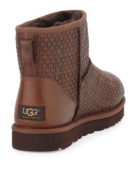 UGG Woven Leather Mini Boot in Brown - Lyst