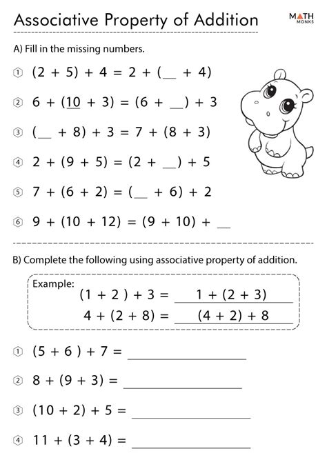 Associative Property of Addition Worksheets with Answer Key