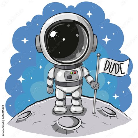 Cartoon astronaut on the moon on a space background Stock Vector ...